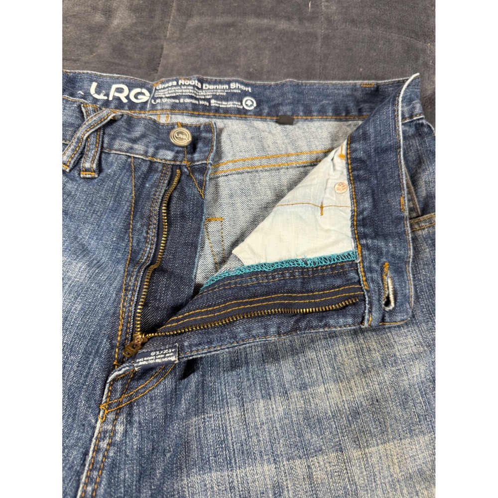 LRG Grass Roots Denim Shorts Mens Size 32 Blue Jean Distressed Casual thrash - Picture 5 of 16